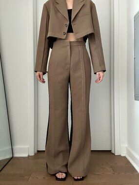 ANDERSSON BELL Saatchi two-tone twill cropped blazer & flared pants set